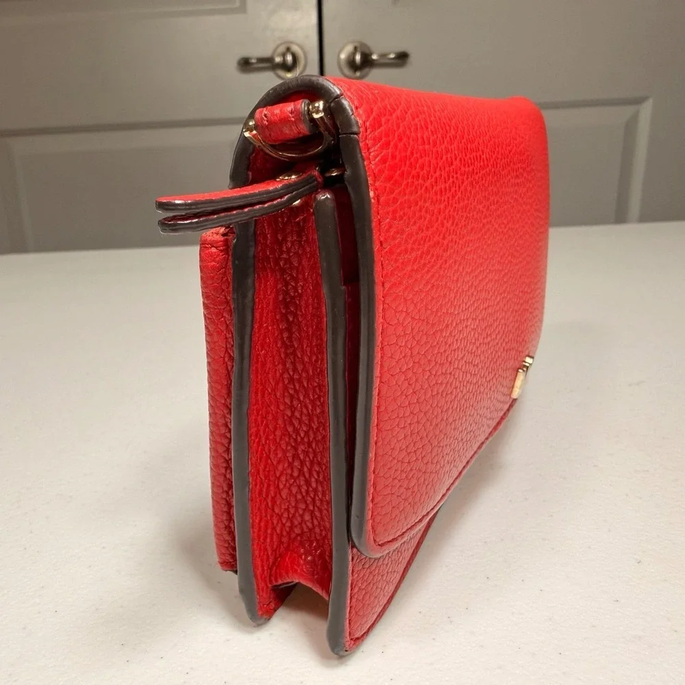 Michael Kors Adele Red Pebbled Leather Smartphone Wallet Wristlet Clutch